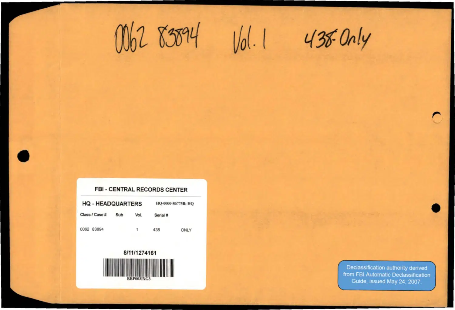 FBI flying-saucer file, Serial 438 — opening source page