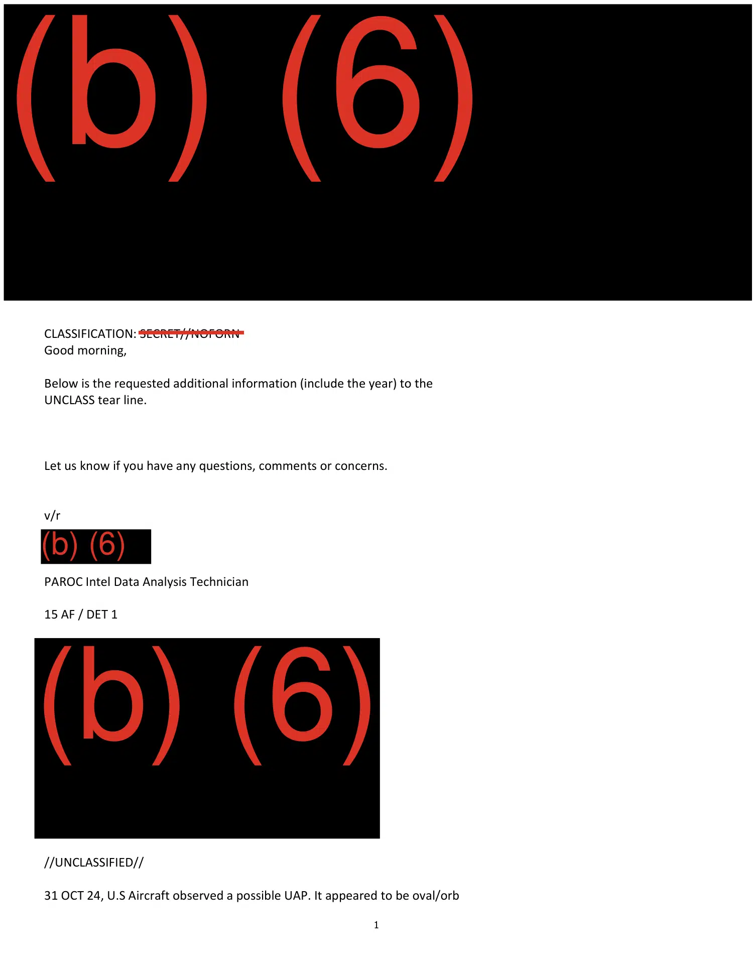 Emails seeking clarification of an October 2024 observation (D052) — opening source page