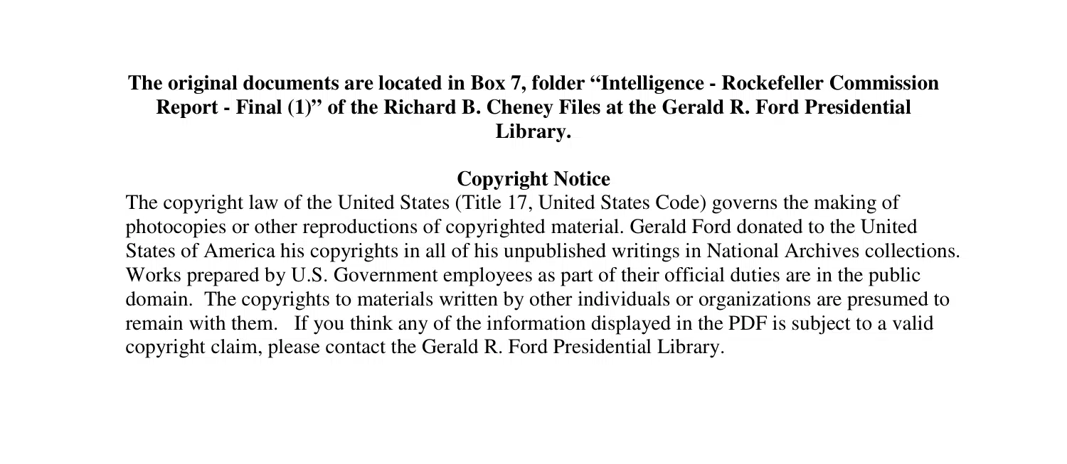 Rockefeller Commission Report — Cheney Files extract — opening source page