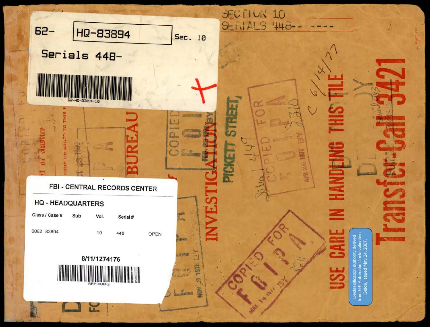 FBI flying-saucer file, Section 10 — opening source page