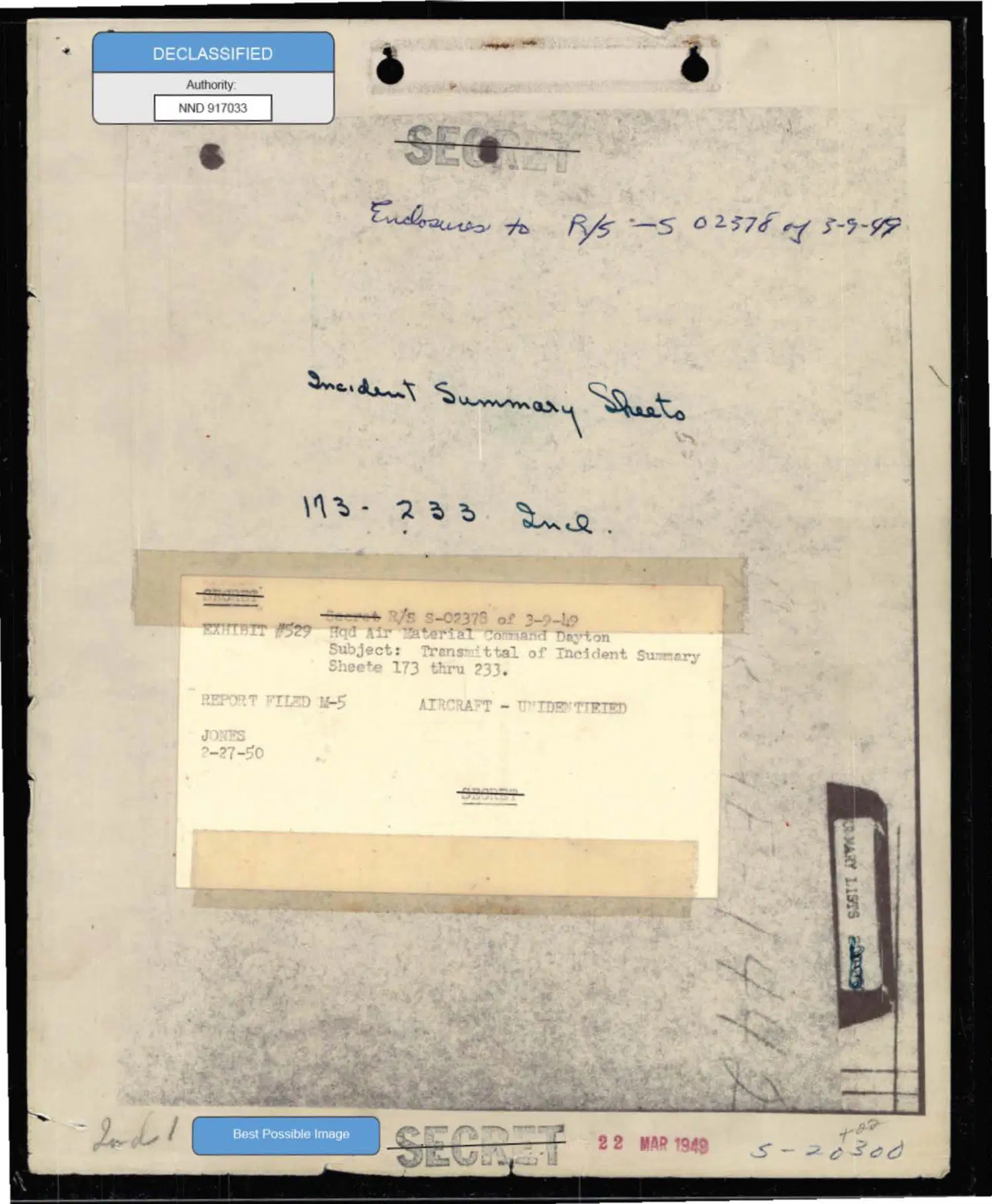 UFO incident summaries 173-233 (Box 7 copy) — opening source page