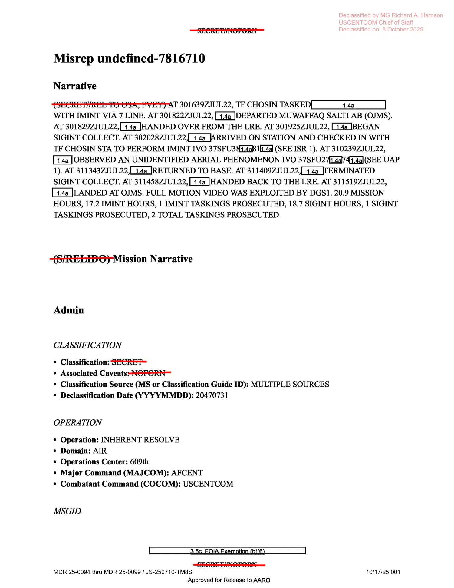 UAP mission report: a brief sighting over Syria, July 2022 — opening source page