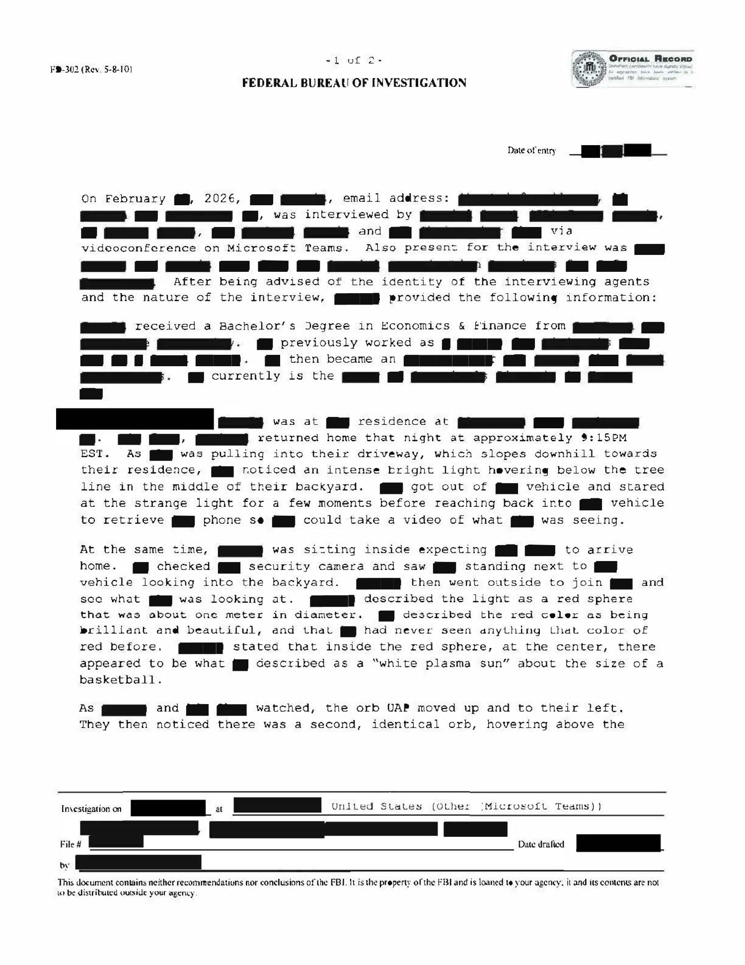 FBI interview: a red sphere in the backyard — opening source page