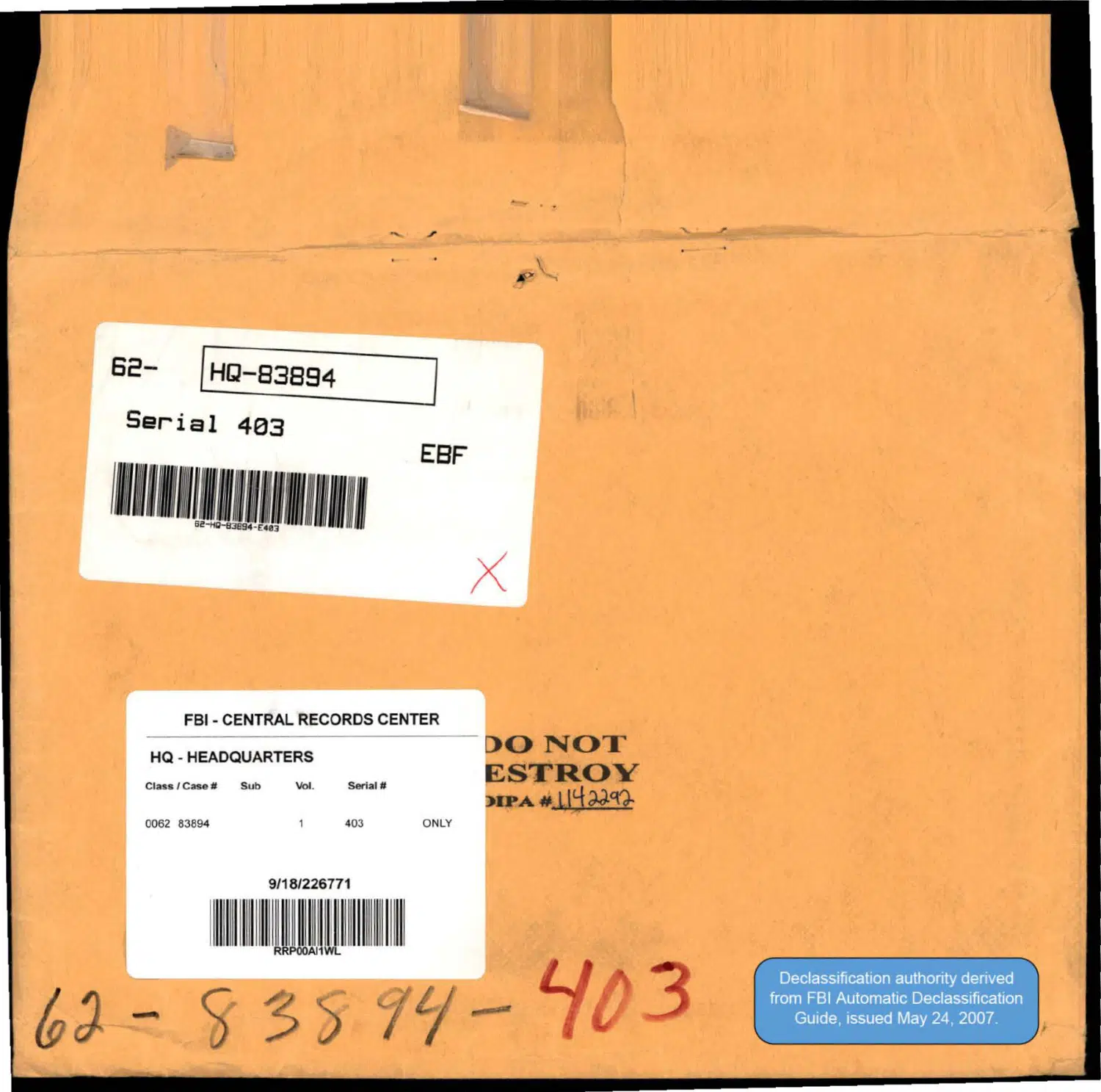 FBI flying-saucer file, Serial 403 — opening source page