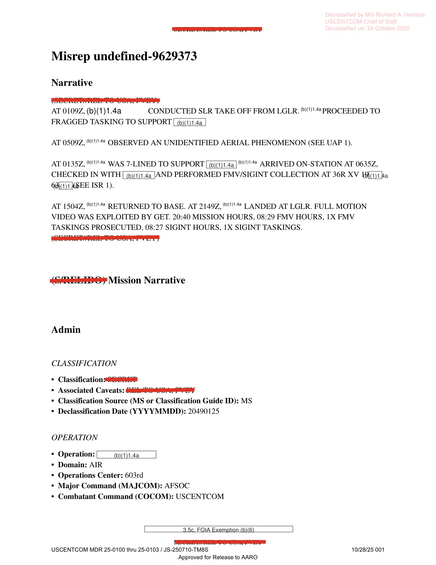 UAP mission report: infrared observation near Greece, January 2024 — opening source page