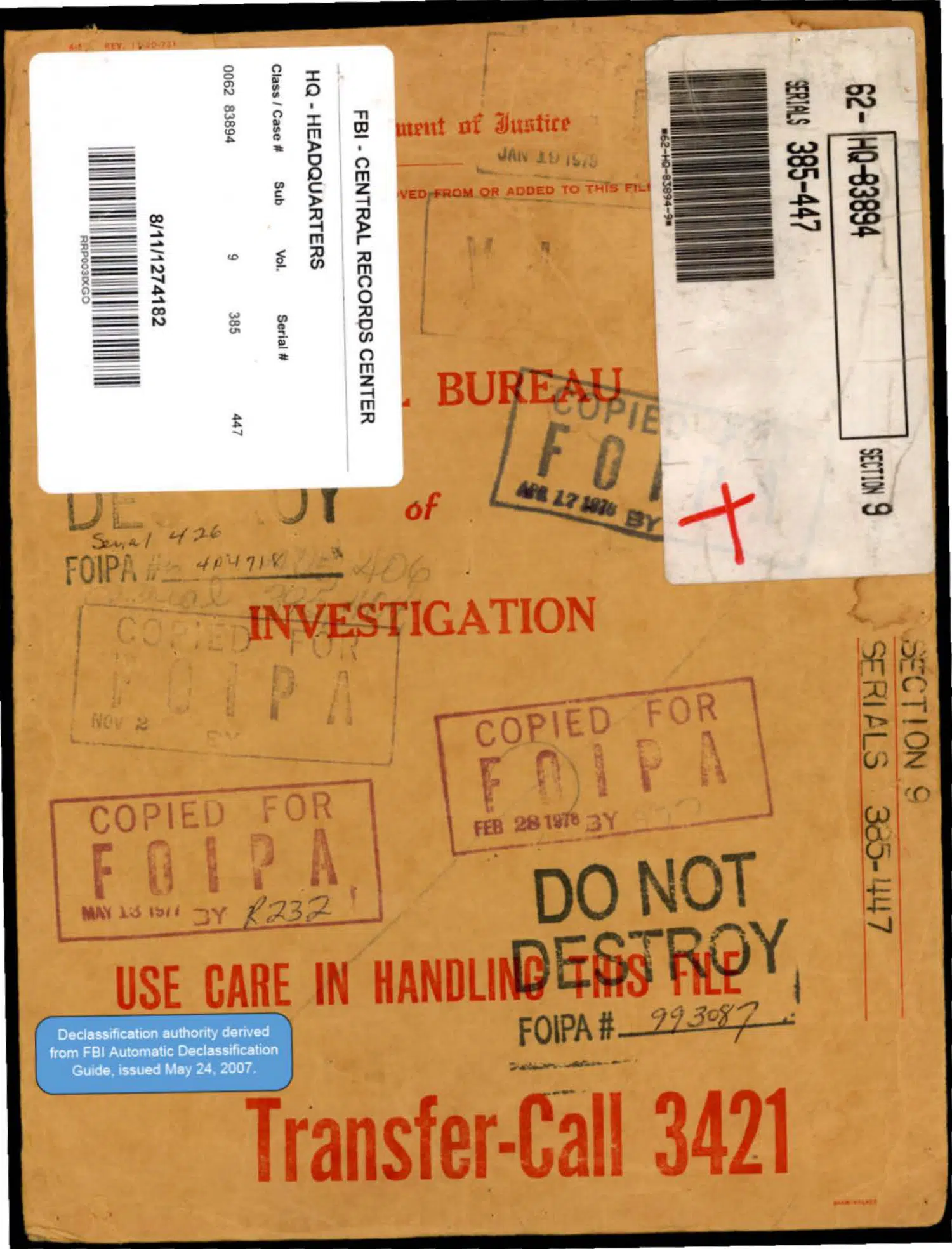 FBI flying-saucer file, Section 9 — opening source page