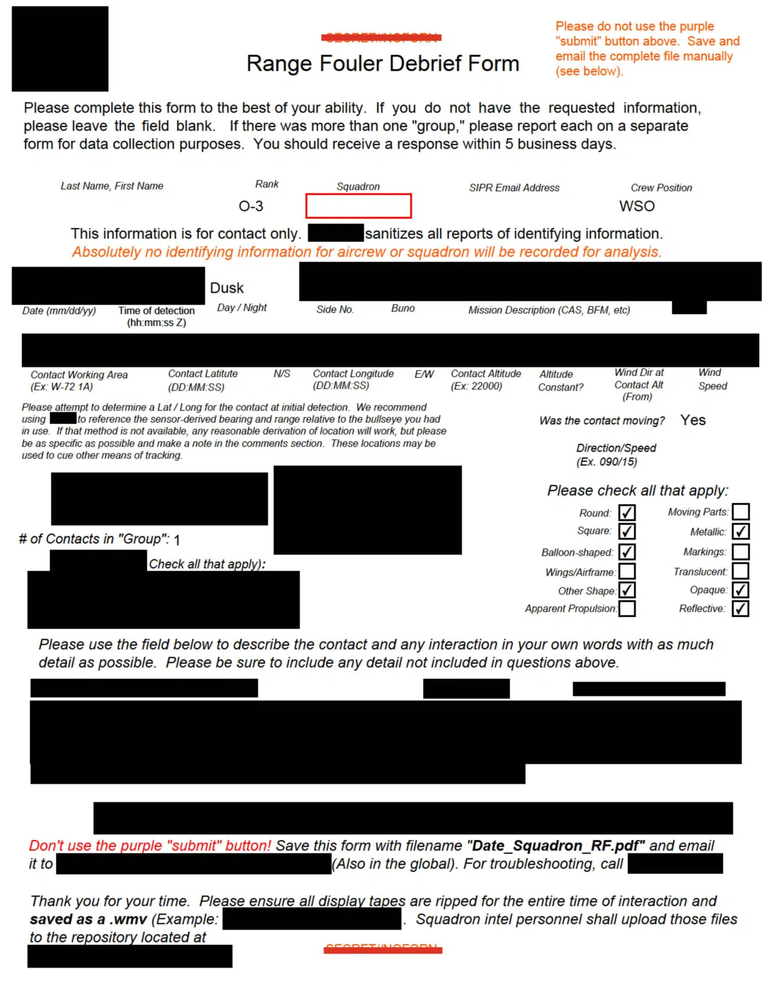 Navy range-fouler report: balloon-like object over the Atlantic, 2020 — opening source page