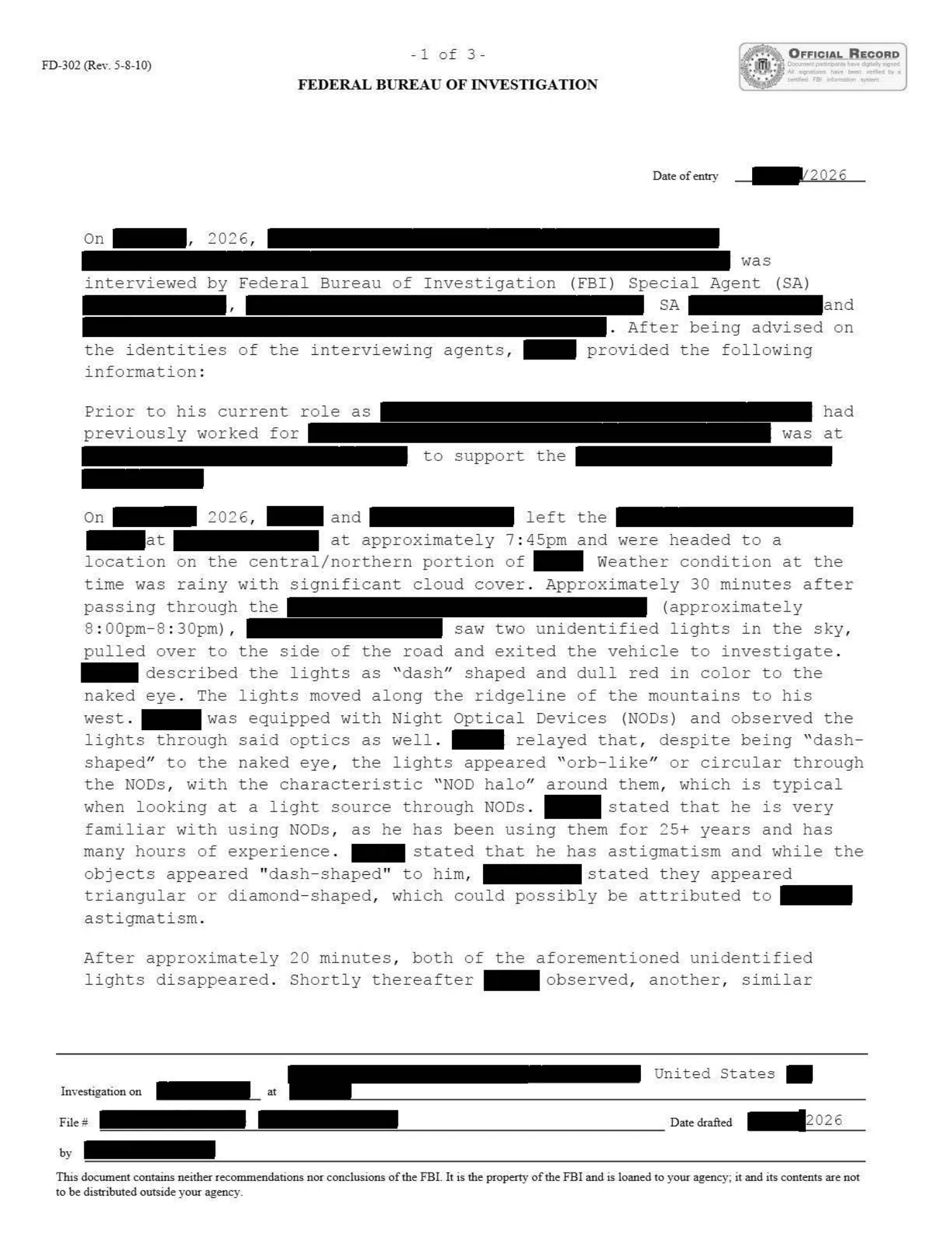 FBI interview: multiple red lights across three incidents, 2026 — opening source page