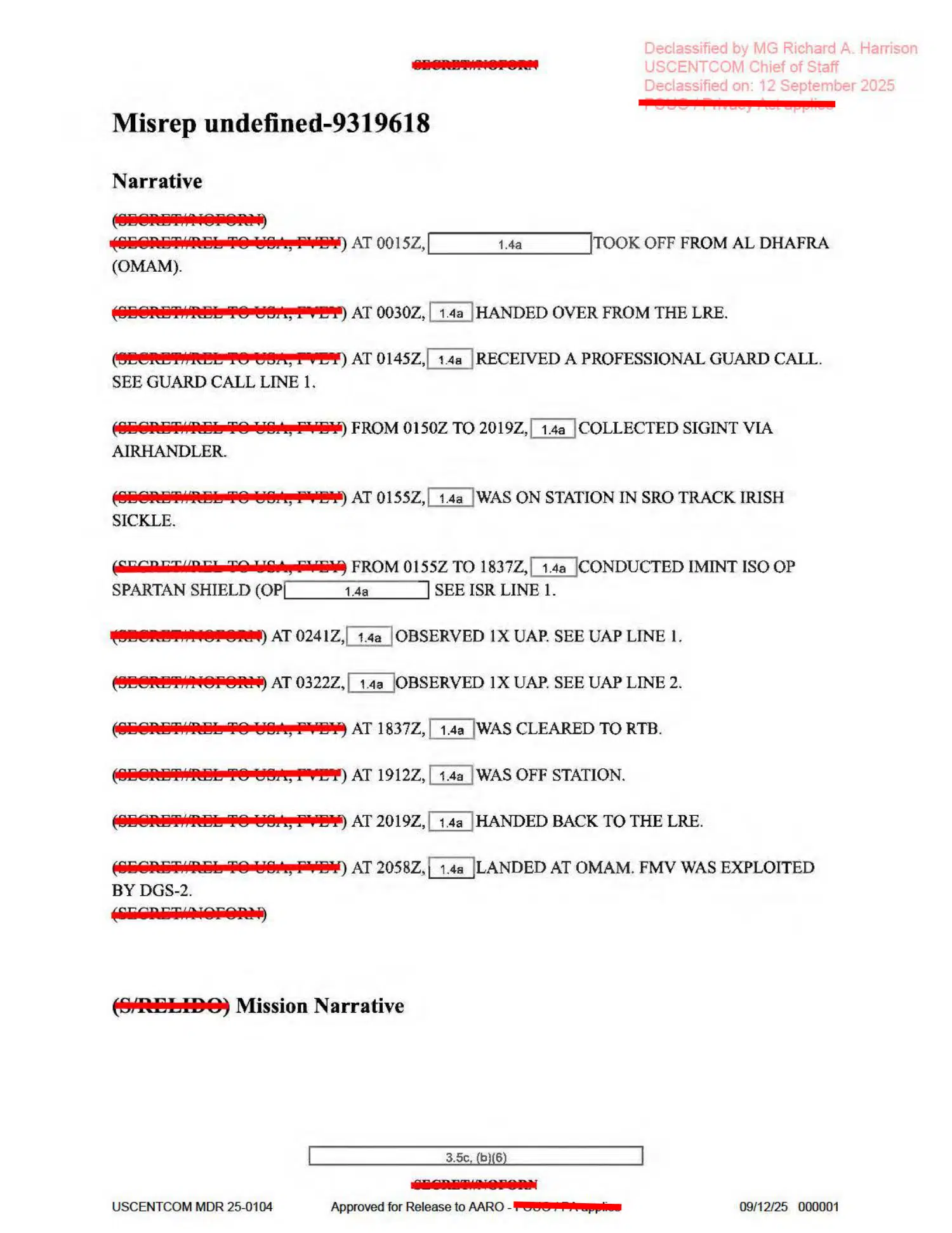 UAP mission report: United Arab Emirates, October 2023 (D023) — opening source page