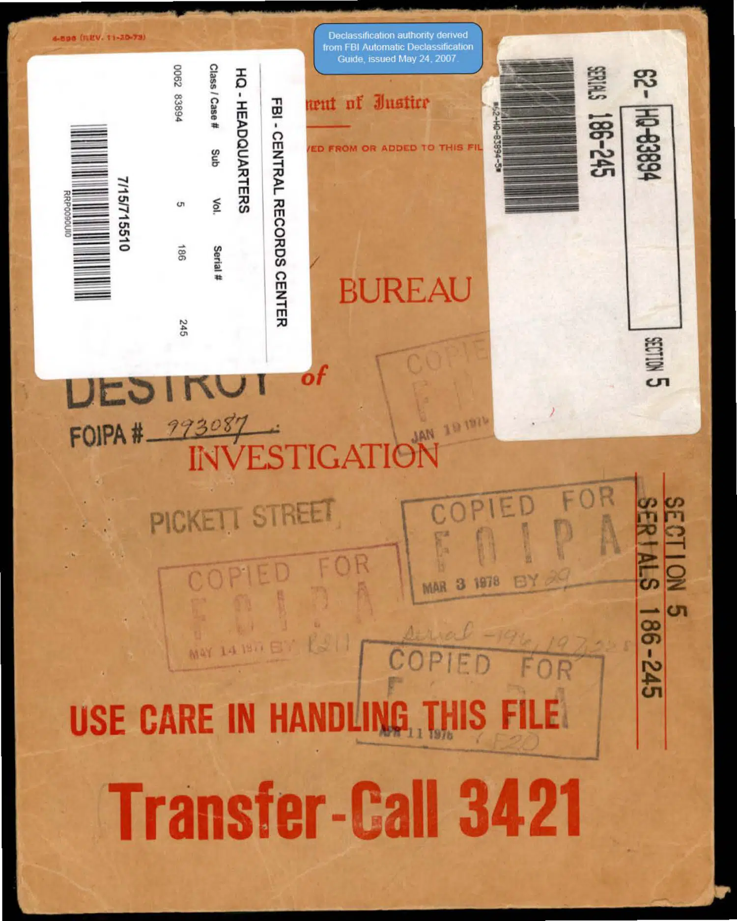 FBI flying-saucer file, Section 5 — opening source page