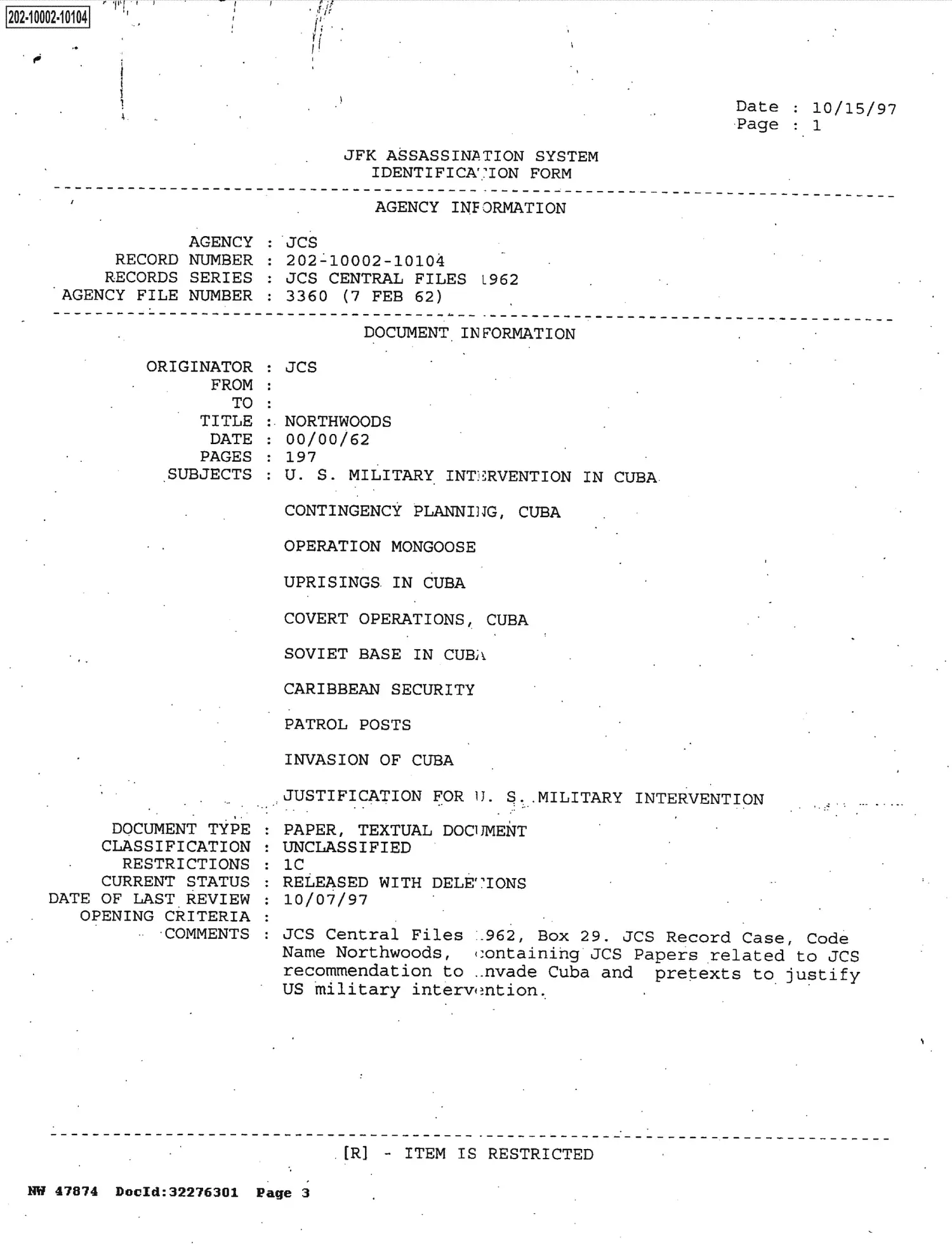 Operation Northwoods — opening source page