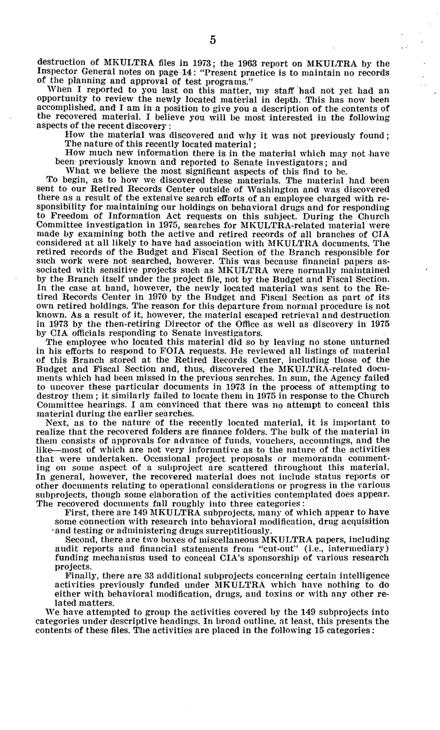 Project MKULTRA, the CIA's Program of Research in Behavioral Modification — source page 9, facsimile of the released scan