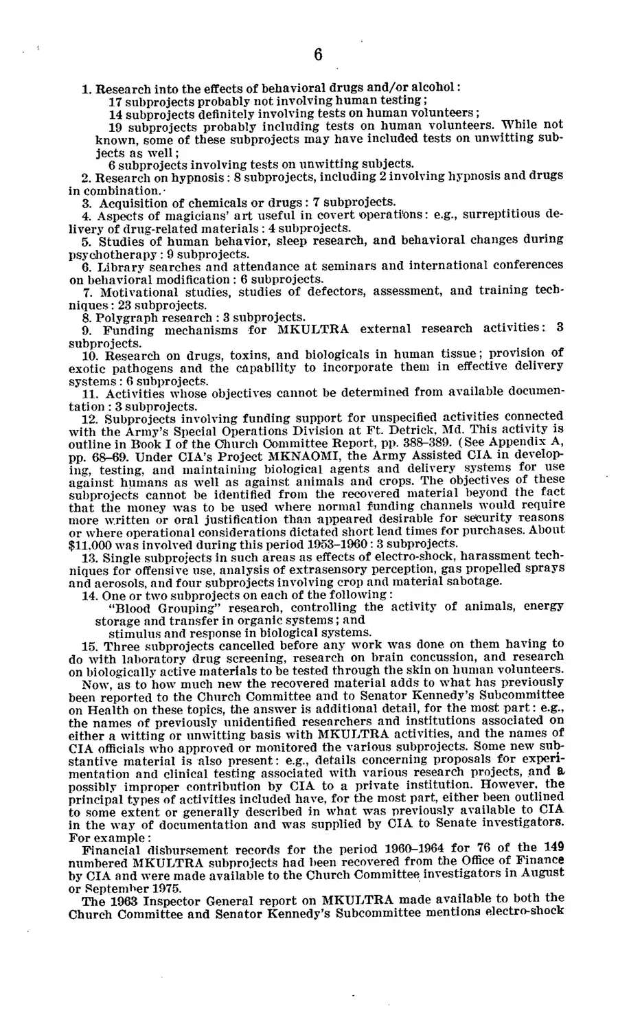 Project MKULTRA, the CIA's Program of Research in Behavioral Modification — source page 10, facsimile of the released scan