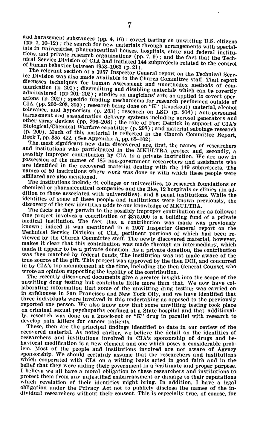 Project MKULTRA, the CIA's Program of Research in Behavioral Modification — source page 11, facsimile of the released scan