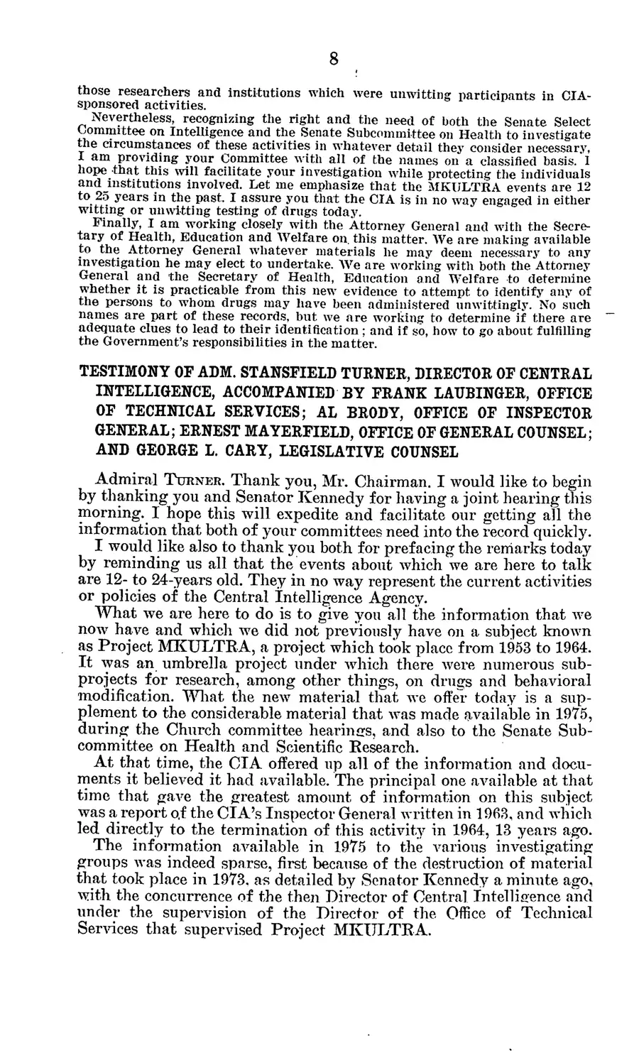 Project MKULTRA, the CIA's Program of Research in Behavioral Modification — source page 12, facsimile of the released scan