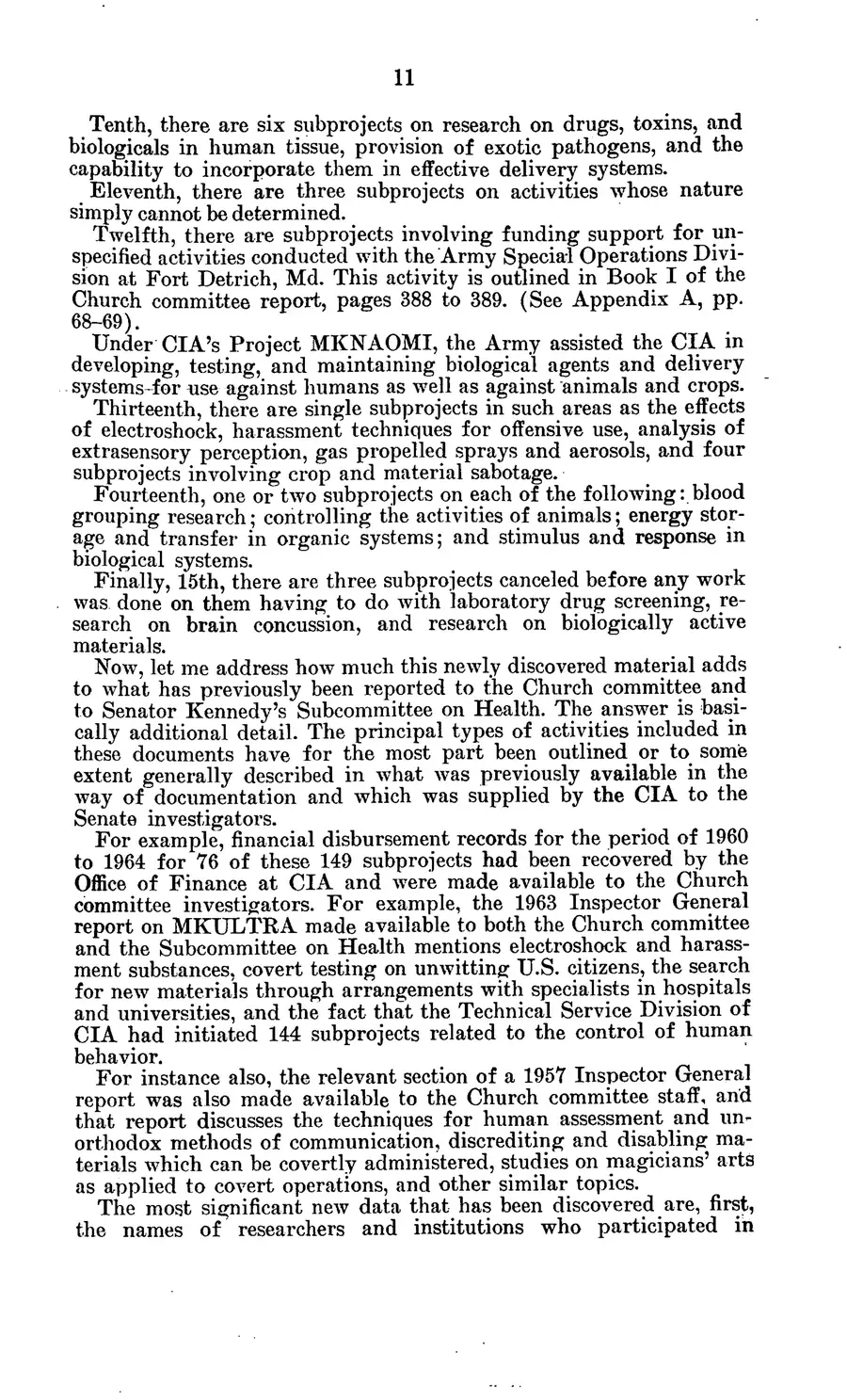 Project MKULTRA, the CIA's Program of Research in Behavioral Modification — source page 15, facsimile of the released scan