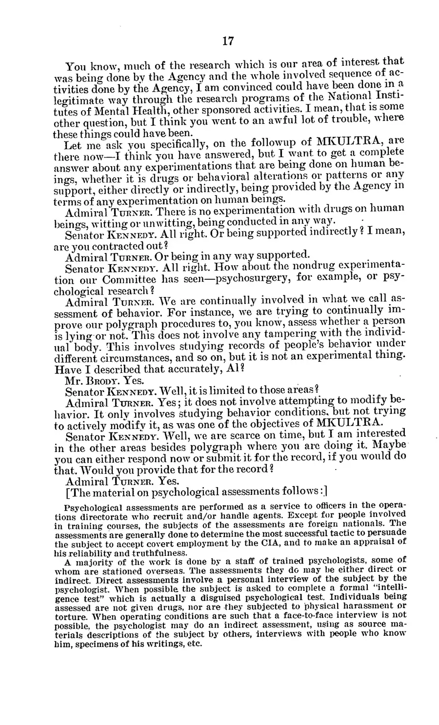 Project MKULTRA, the CIA's Program of Research in Behavioral Modification — source page 21, facsimile of the released scan