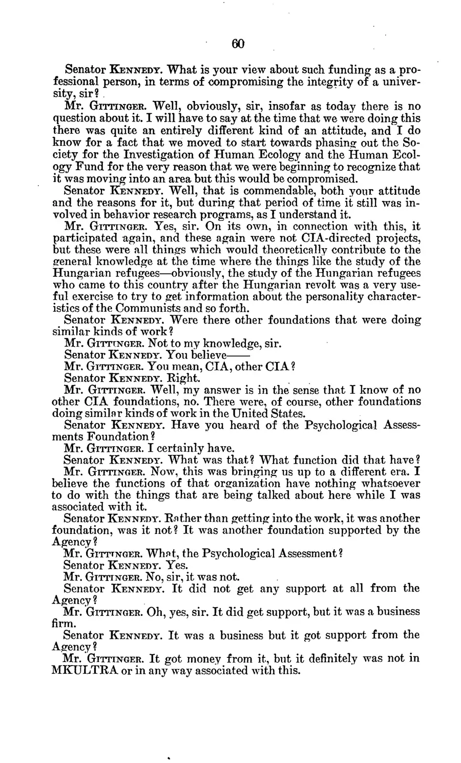 Project MKULTRA, the CIA's Program of Research in Behavioral Modification — source page 64, facsimile of the released scan