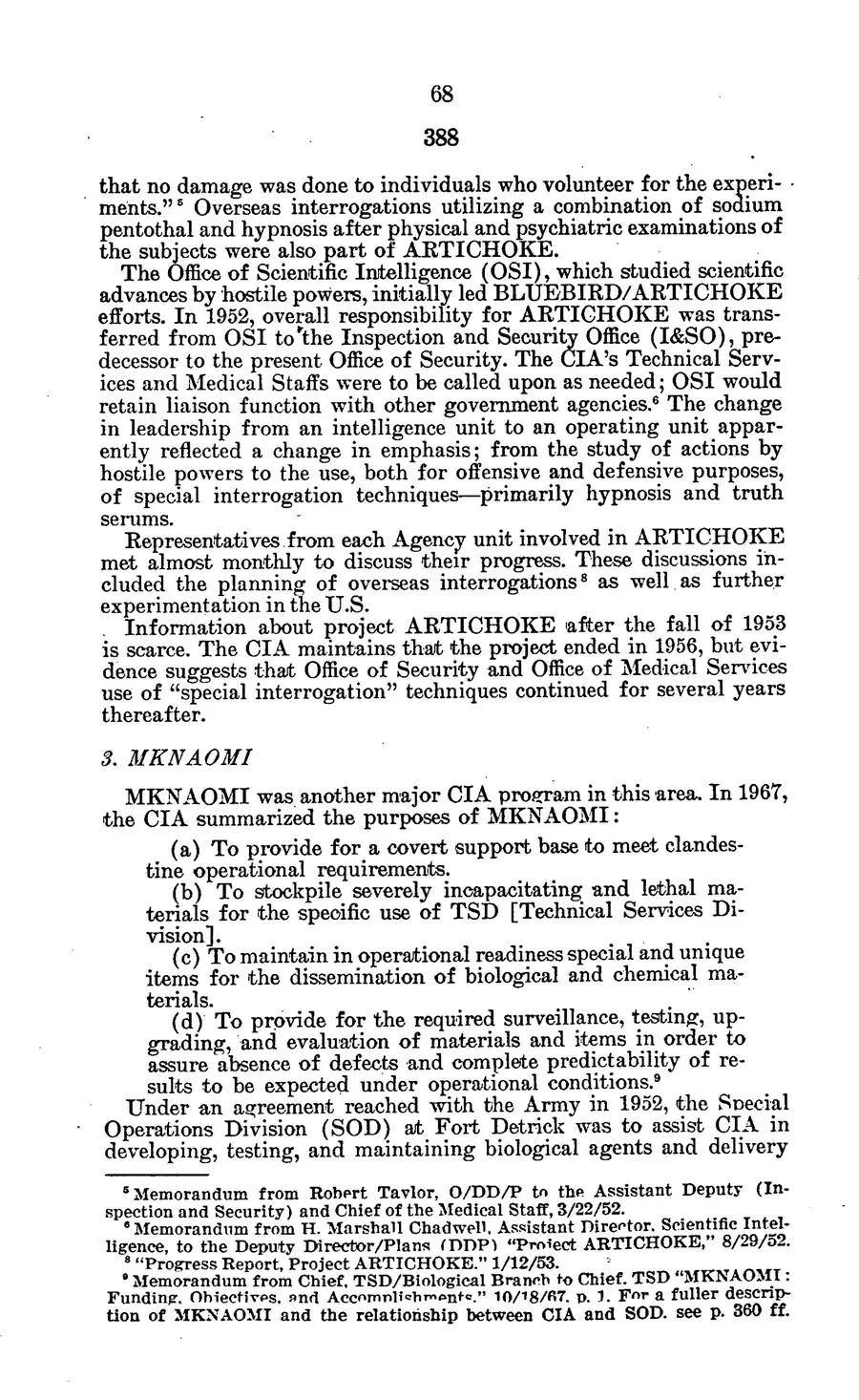 Project MKULTRA, the CIA's Program of Research in Behavioral Modification — source page 71, facsimile of the released scan