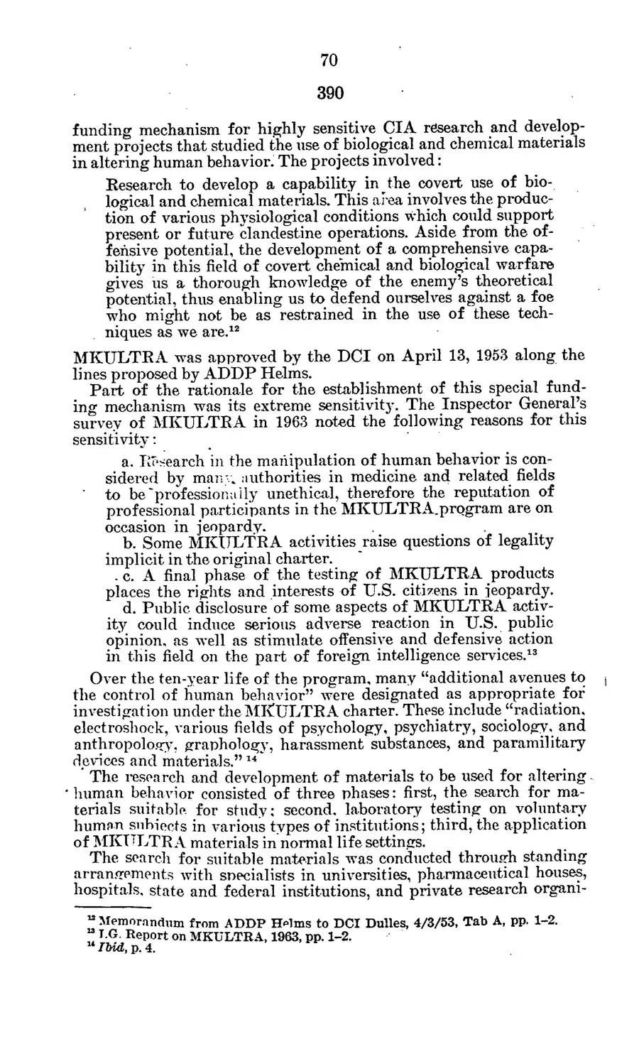 Project MKULTRA, the CIA's Program of Research in Behavioral Modification — source page 73, facsimile of the released scan
