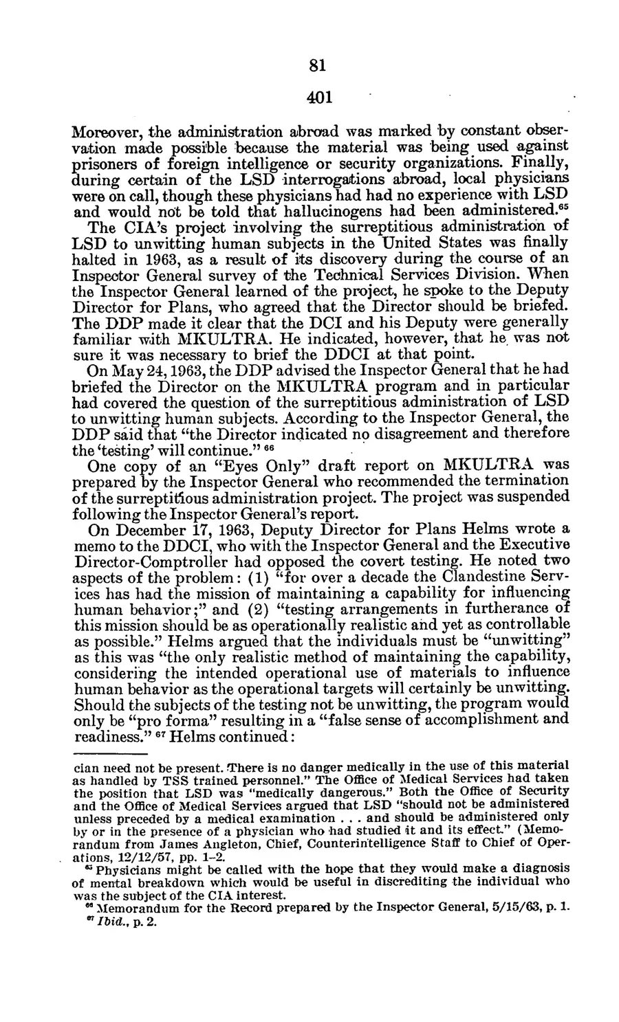 Project MKULTRA, the CIA's Program of Research in Behavioral Modification — source page 84, facsimile of the released scan