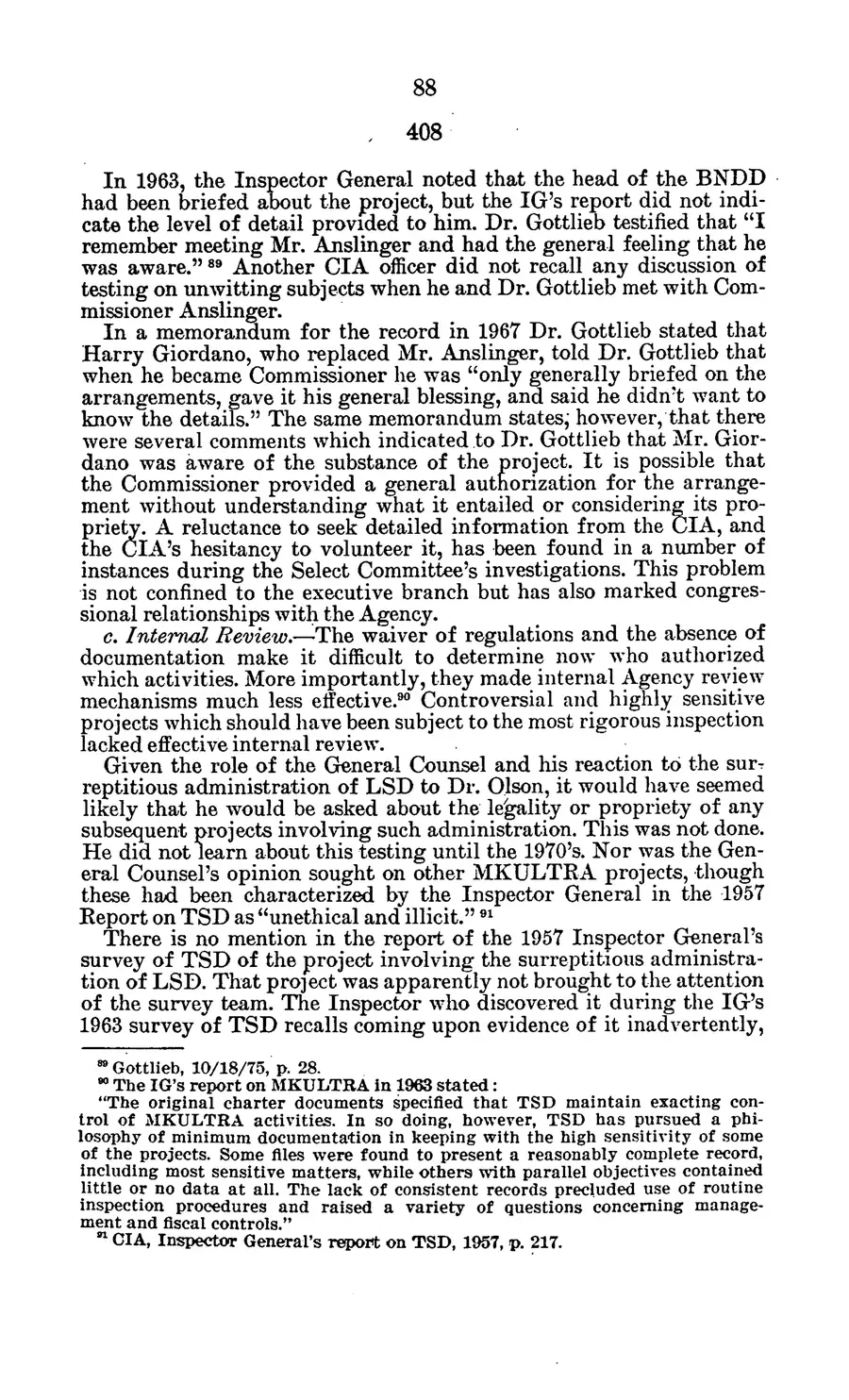Project MKULTRA, the CIA's Program of Research in Behavioral Modification — source page 91, facsimile of the released scan