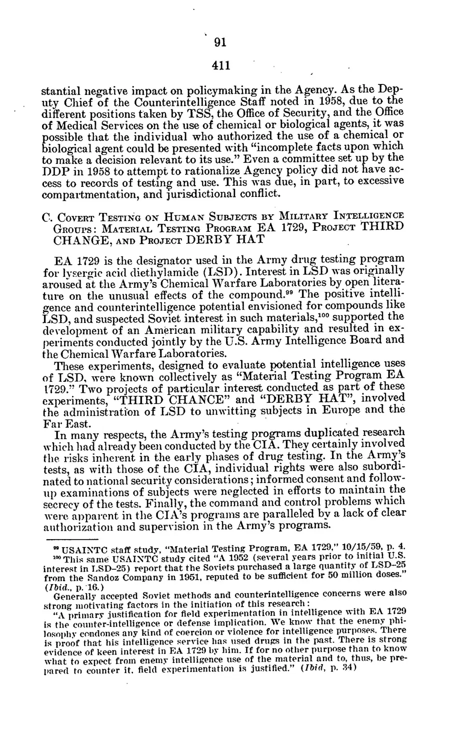 Project MKULTRA, the CIA's Program of Research in Behavioral Modification — source page 94, facsimile of the released scan