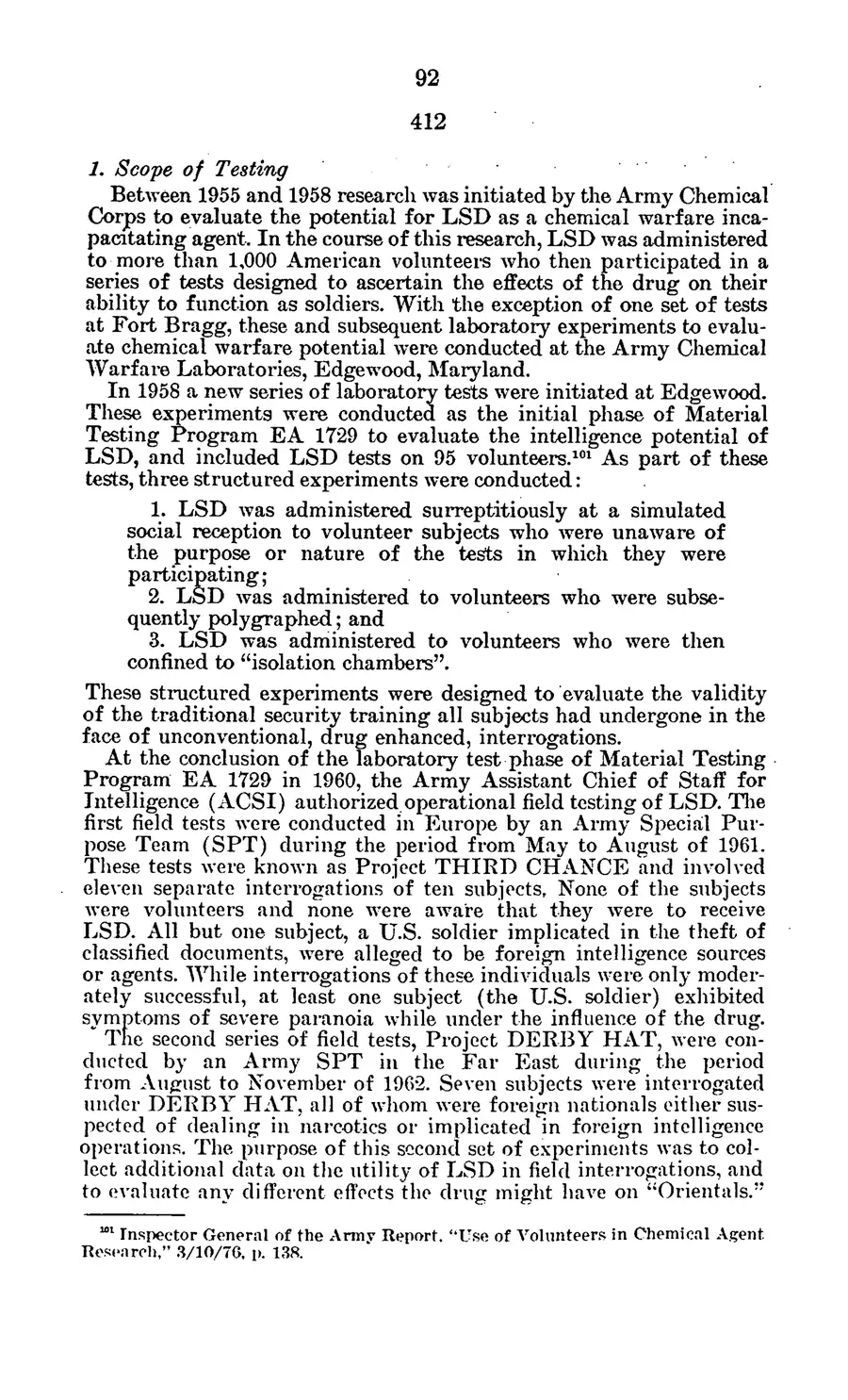 Project MKULTRA, the CIA's Program of Research in Behavioral Modification — source page 95, facsimile of the released scan