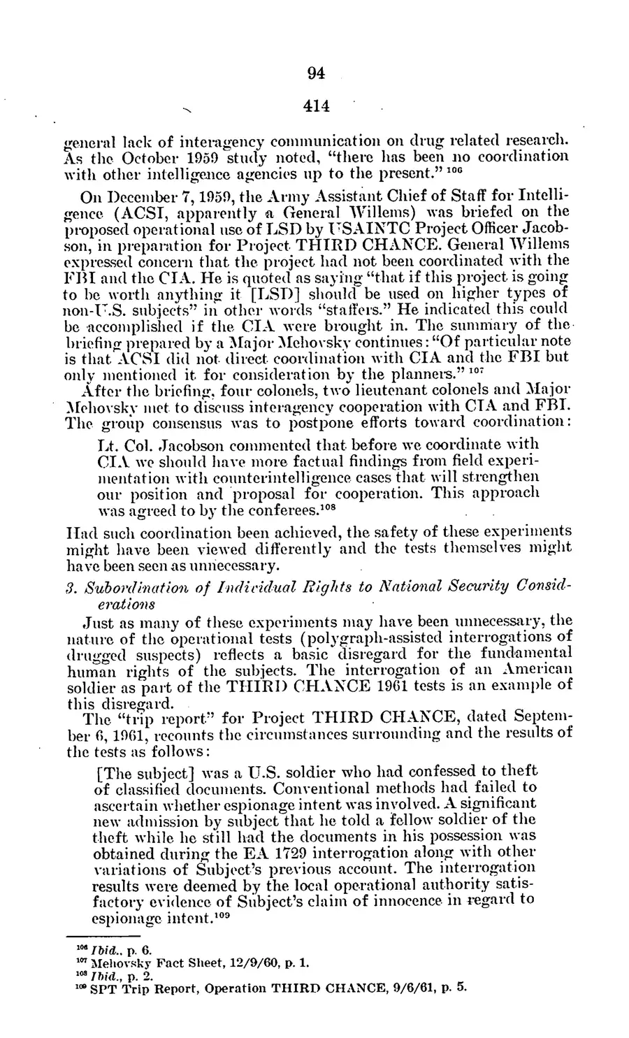 Project MKULTRA, the CIA's Program of Research in Behavioral Modification — source page 97, facsimile of the released scan