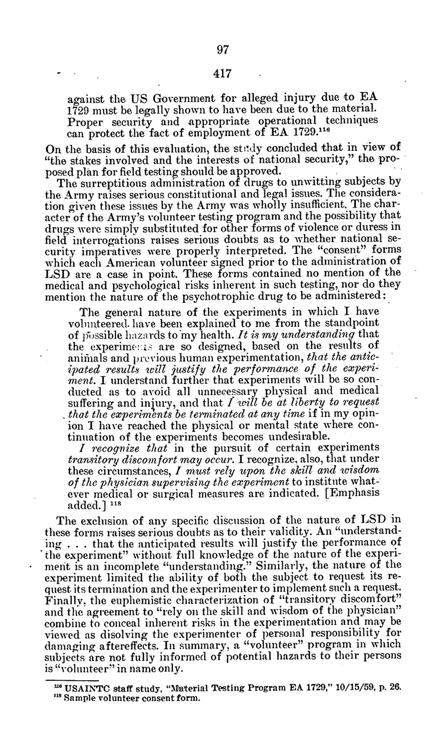 Project MKULTRA, the CIA's Program of Research in Behavioral Modification — source page 100, facsimile of the released scan