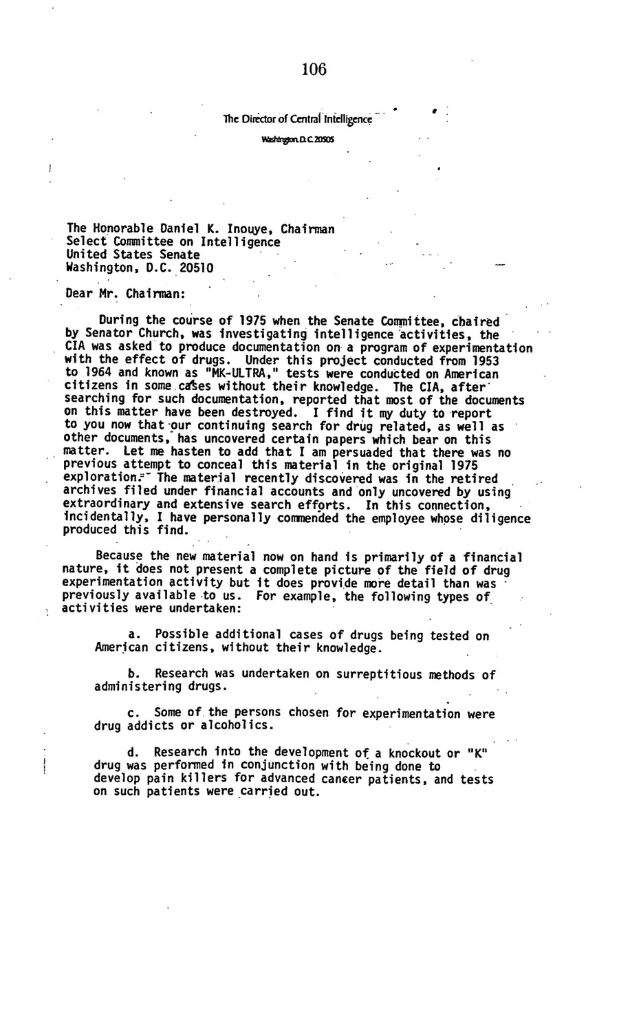 Project MKULTRA, the CIA's Program of Research in Behavioral Modification — source page 109, facsimile of the released scan