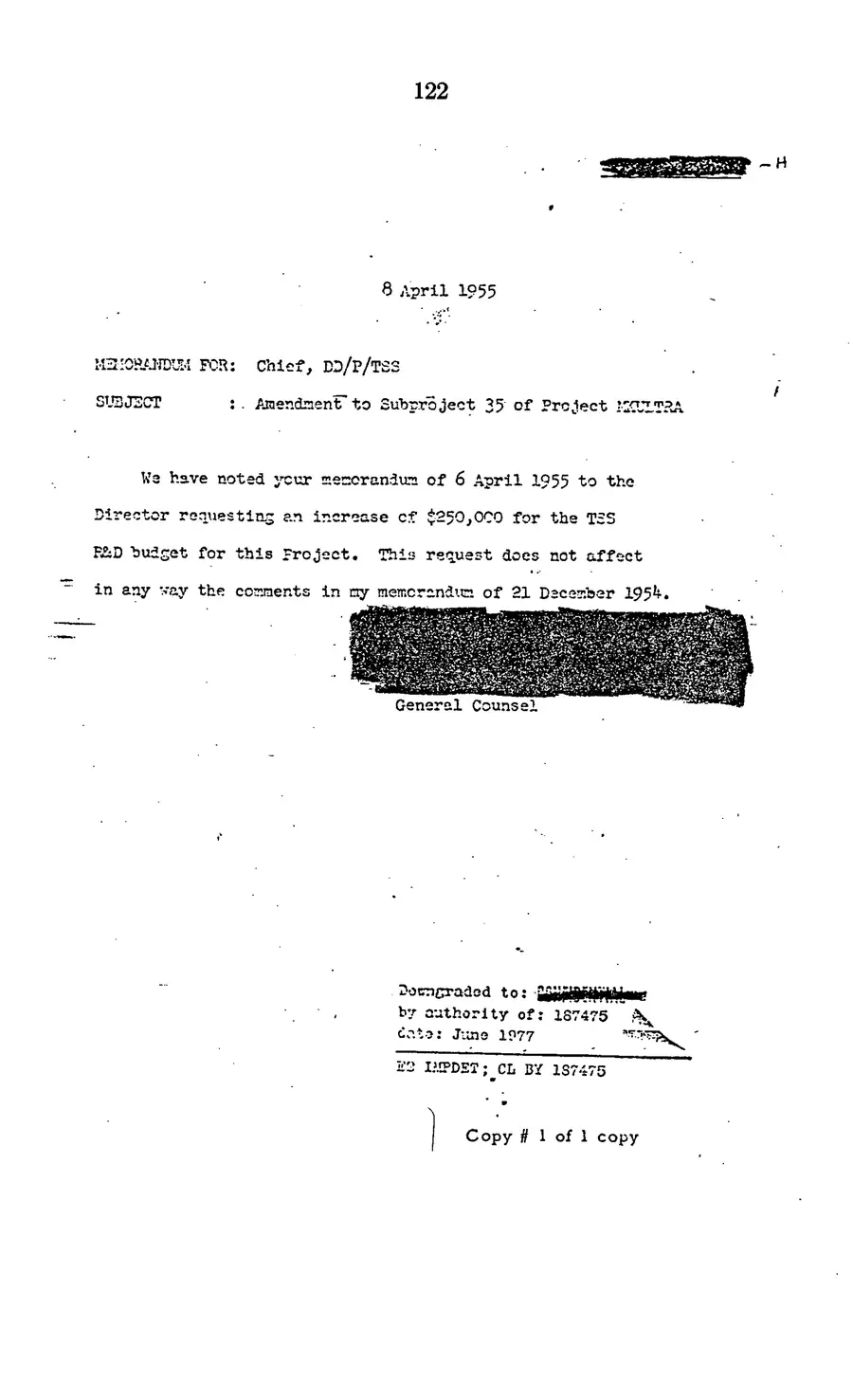 Project MKULTRA, the CIA's Program of Research in Behavioral Modification — source page 124, facsimile of the released scan