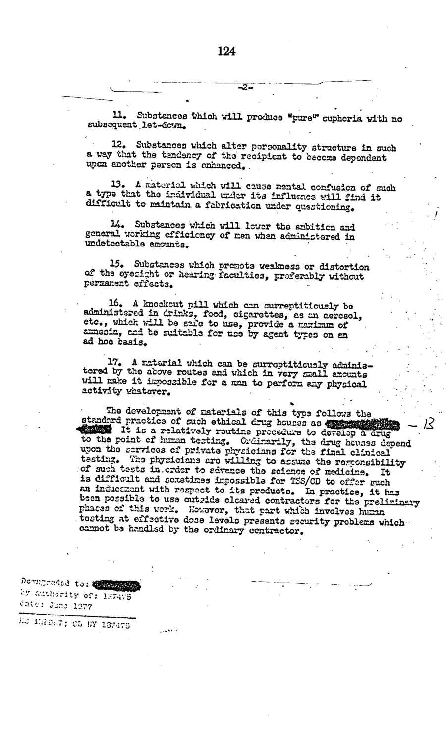 Project MKULTRA, the CIA's Program of Research in Behavioral Modification — source page 126, facsimile of the released scan