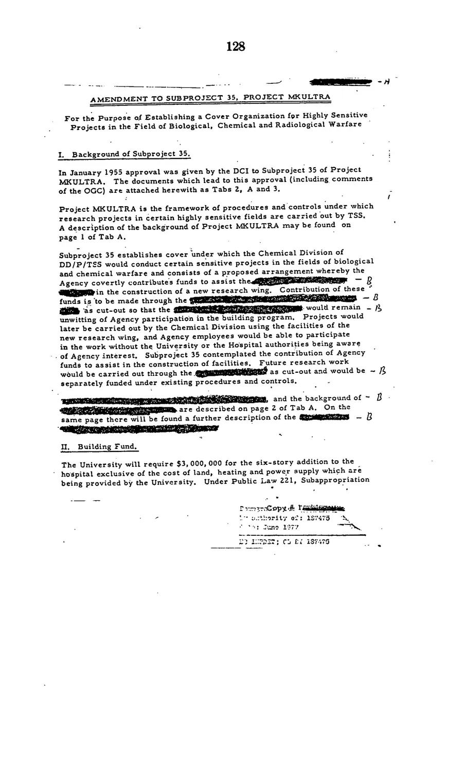 Project MKULTRA, the CIA's Program of Research in Behavioral Modification — source page 130, facsimile of the released scan