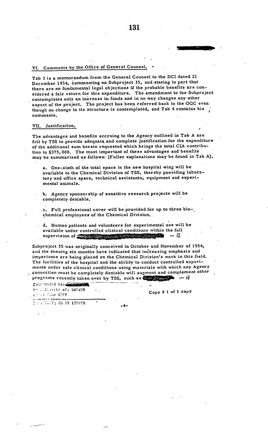 Project MKULTRA, the CIA's Program of Research in Behavioral Modification — source page 133, facsimile of the released scan
