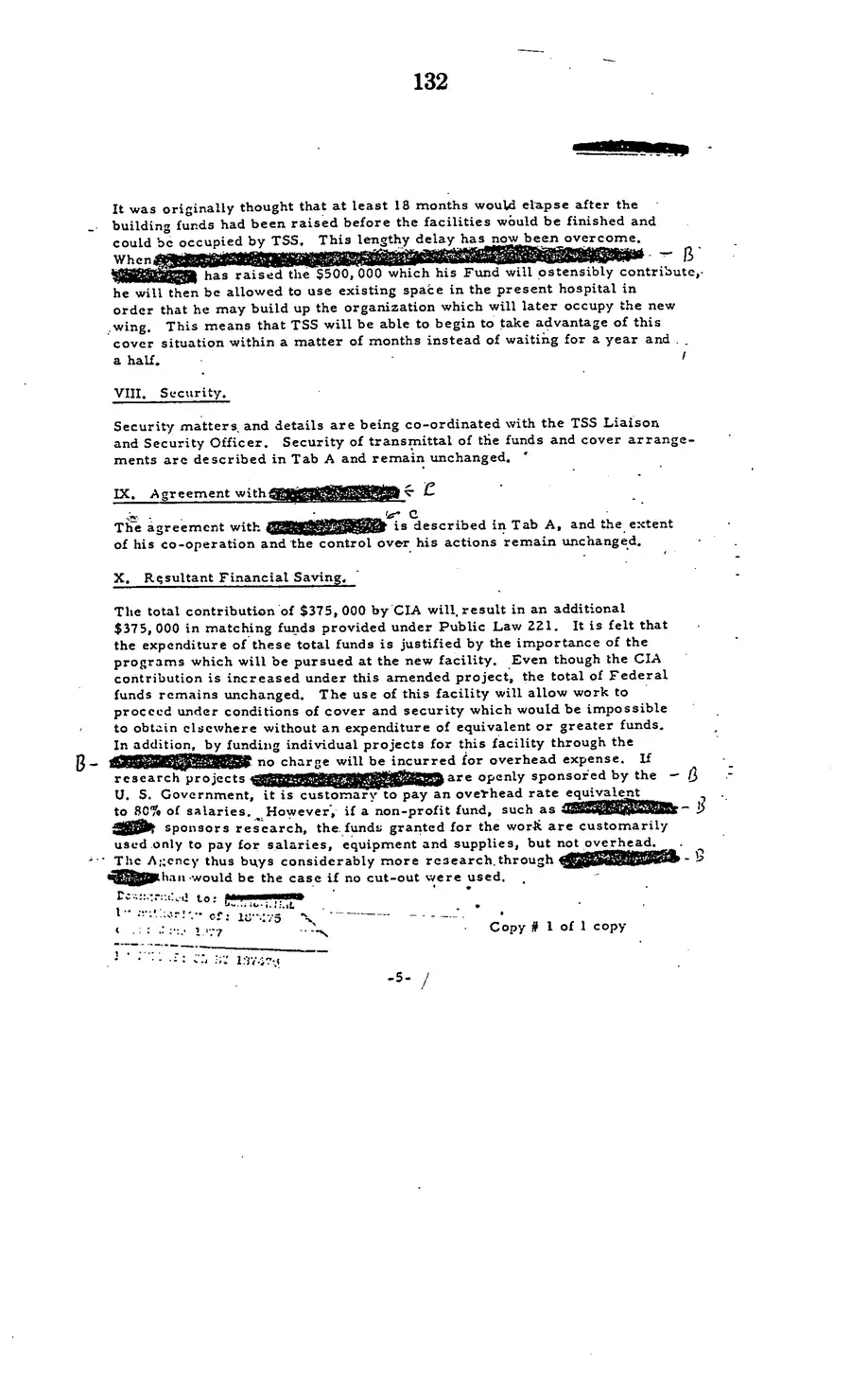 Project MKULTRA, the CIA's Program of Research in Behavioral Modification — source page 134, facsimile of the released scan