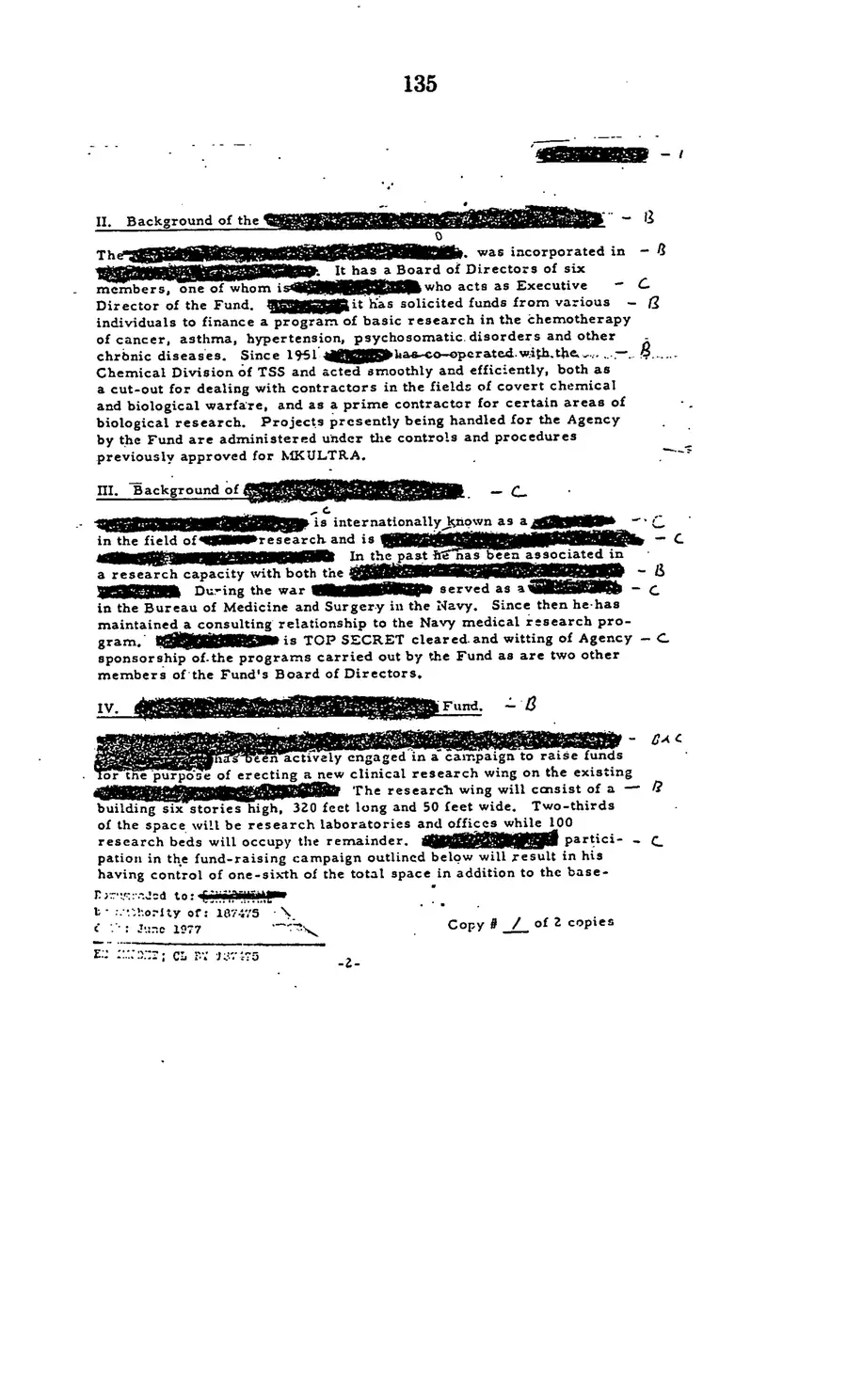 Project MKULTRA, the CIA's Program of Research in Behavioral Modification — source page 137, facsimile of the released scan