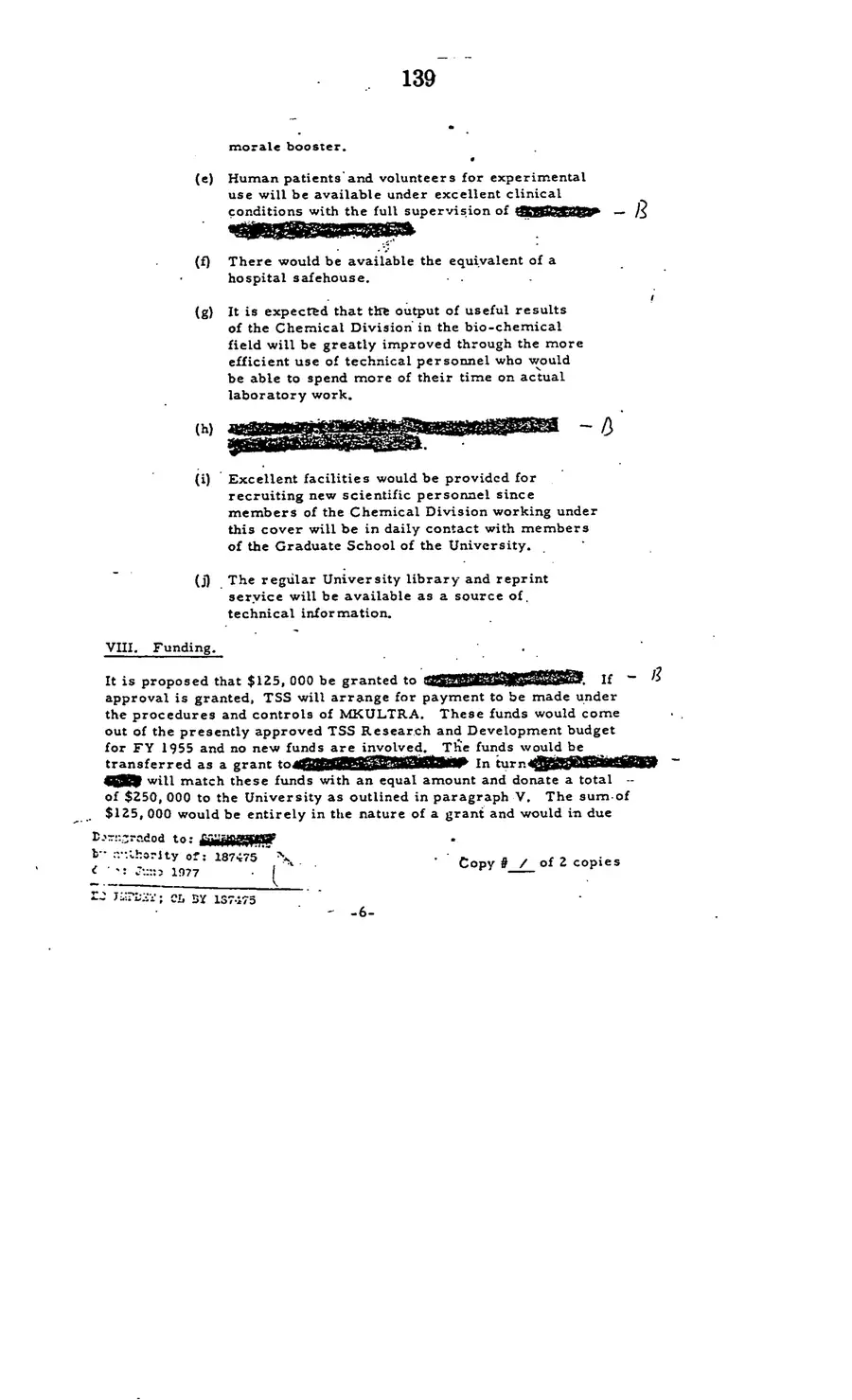 Project MKULTRA, the CIA's Program of Research in Behavioral Modification — source page 141, facsimile of the released scan