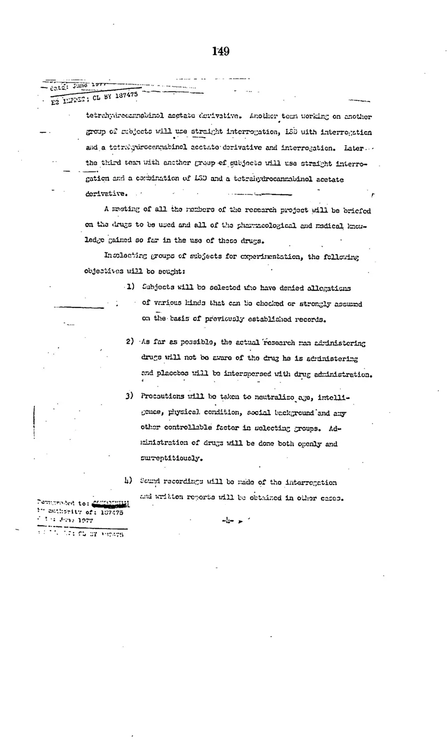 Project MKULTRA, the CIA's Program of Research in Behavioral Modification — source page 151, facsimile of the released scan