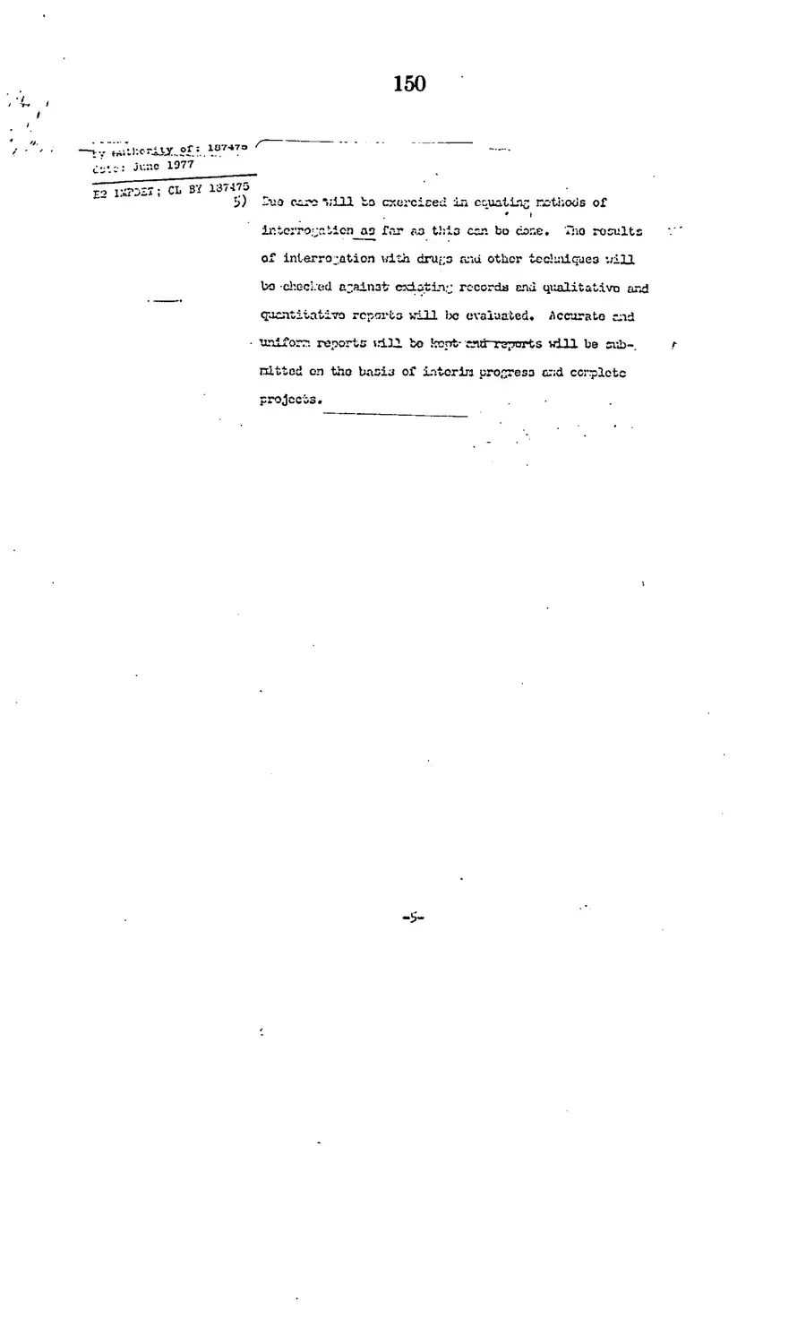Project MKULTRA, the CIA's Program of Research in Behavioral Modification — source page 152, facsimile of the released scan