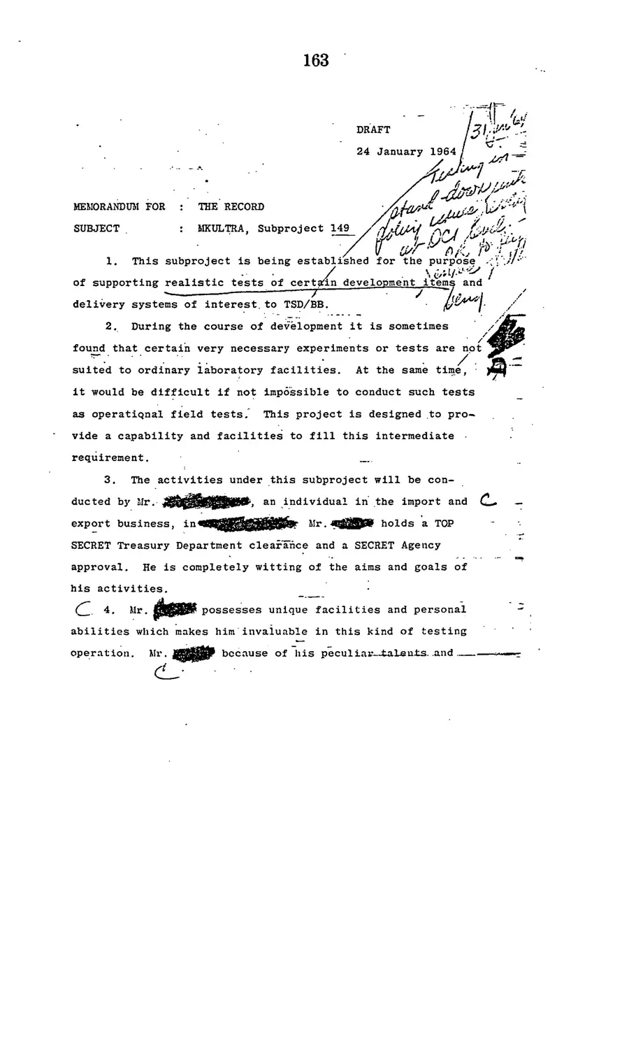 Project MKULTRA, the CIA's Program of Research in Behavioral Modification — source page 165, facsimile of the released scan