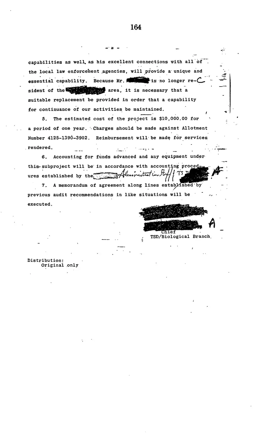Project MKULTRA, the CIA's Program of Research in Behavioral Modification — source page 166, facsimile of the released scan