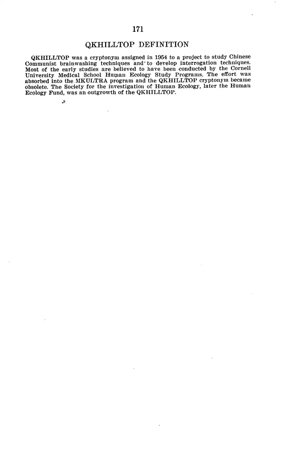 Project MKULTRA, the CIA's Program of Research in Behavioral Modification — source page 173, facsimile of the released scan