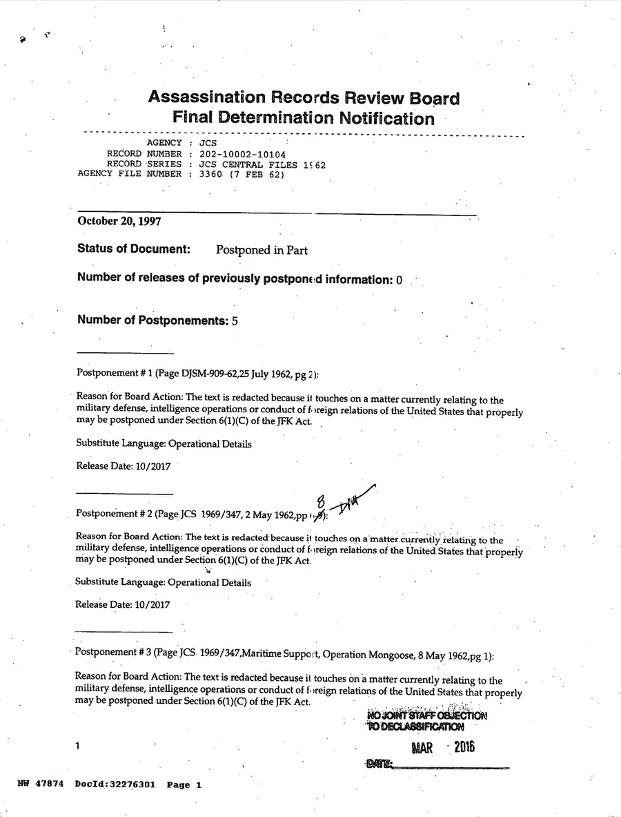 Justification for US Military Intervention in Cuba — source page 2, facsimile of the released scan