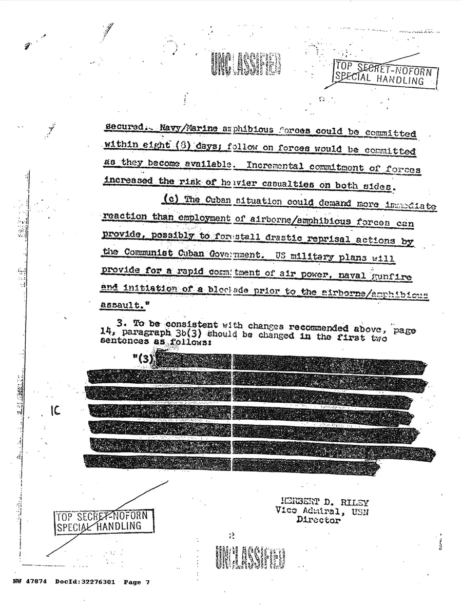 Justification for US Military Intervention in Cuba — source page 7, facsimile of the released scan