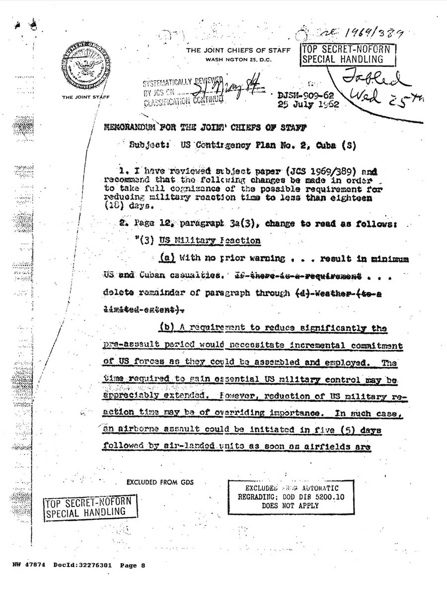 Justification for US Military Intervention in Cuba — source page 8, facsimile of the released scan