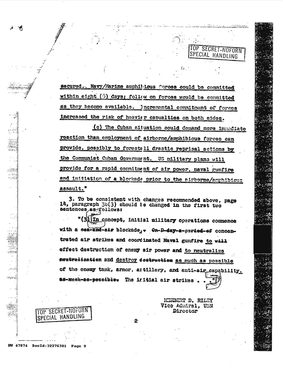Justification for US Military Intervention in Cuba — source page 9, facsimile of the released scan