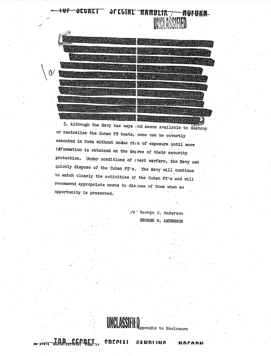 Justification for US Military Intervention in Cuba — source page 13, facsimile of the released scan