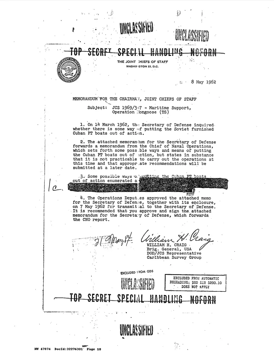 Justification for US Military Intervention in Cuba — source page 18, facsimile of the released scan
