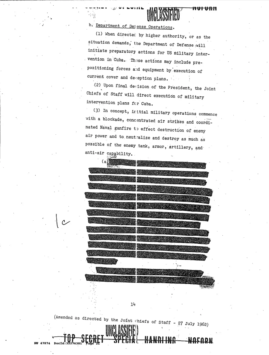 Justification for US Military Intervention in Cuba — source page 21, facsimile of the released scan